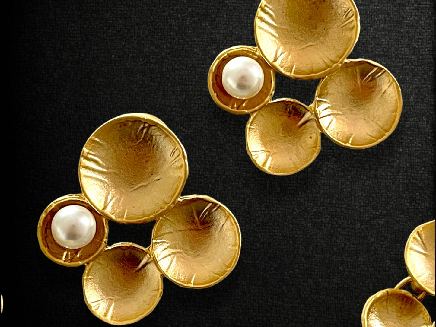 Unique Handmade Gold Necklace Earrings Chunky Pearl Jewelry Set, Handmade In Turkey - Glam Duchess