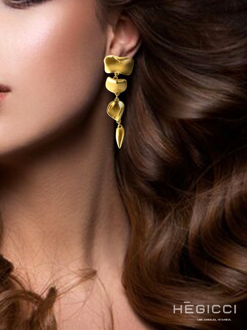 Gold Geometric Drop Earrings - Handmade Minimalist Statement Jewelry, Handmade In Turkey - Glam Duchess