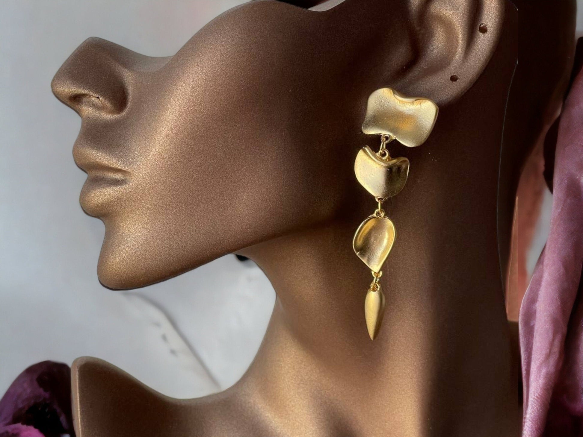 Gold Geometric Drop Earrings - Handmade Minimalist Statement Jewelry, Handmade In Turkey - Glam Duchess