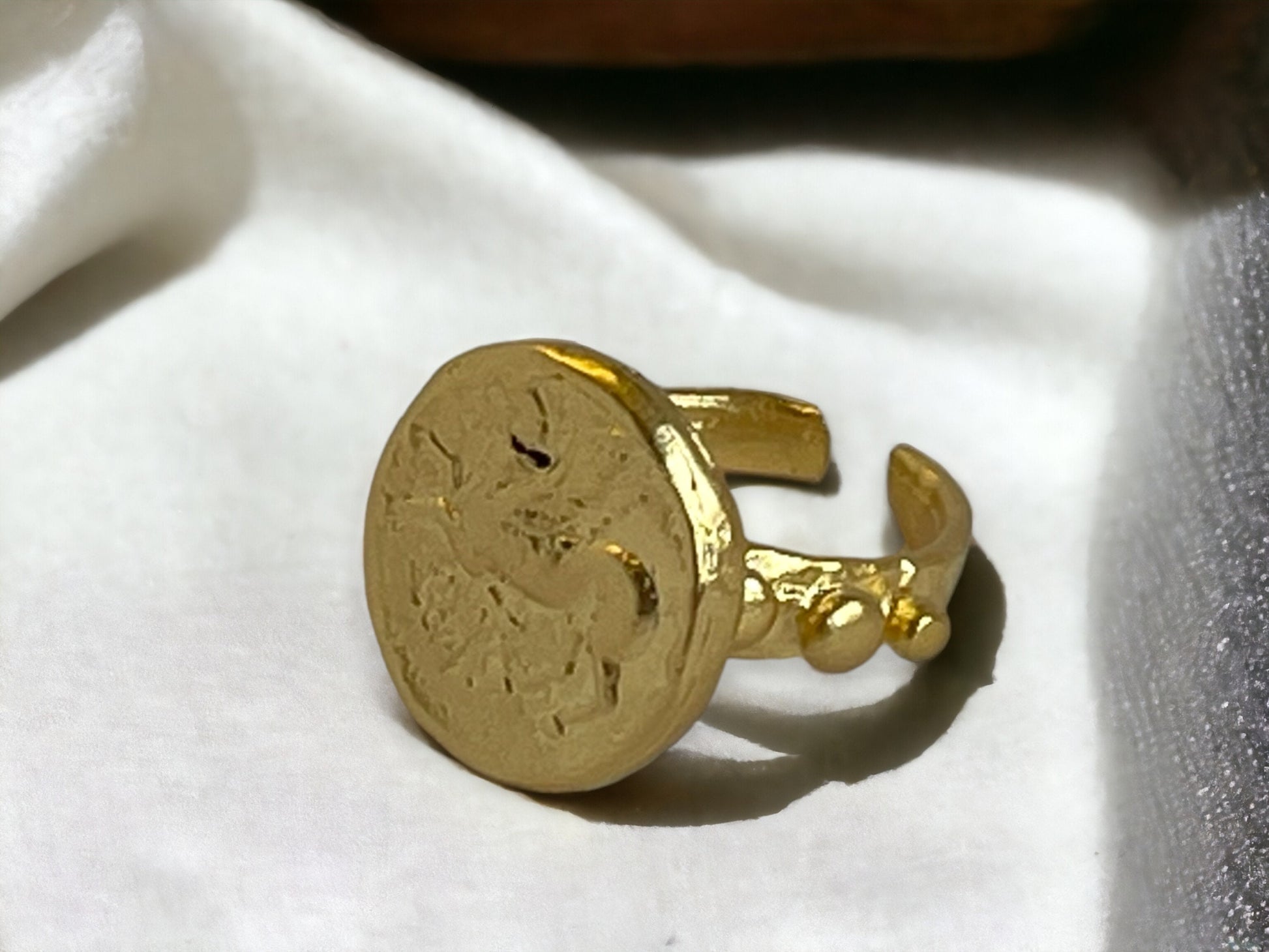 Roman-Inspired Gold Ring - Adjustable Bohemian Coin Jewelry Handcrafted Gift, Handmade In Turkey - Glam Duchess