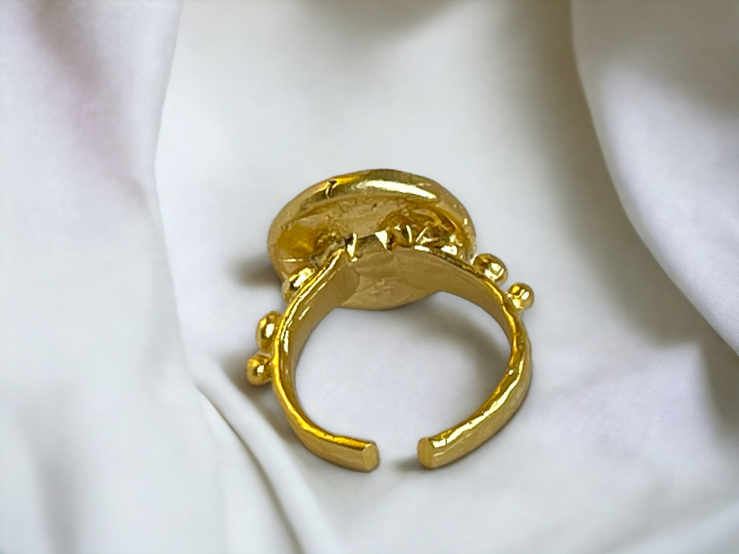 Roman-Inspired Gold Ring - Adjustable Bohemian Coin Jewelry Handcrafted Gift