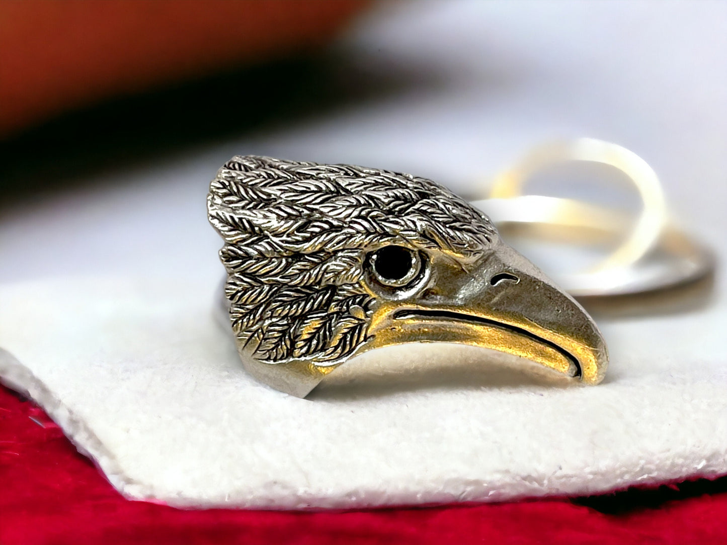 Boho Silver Plated Eagle Head Ring - Oversized Statement Piece, Adjustable Chunky Design for Fashion Lovers, Adjustable Unisex Gift