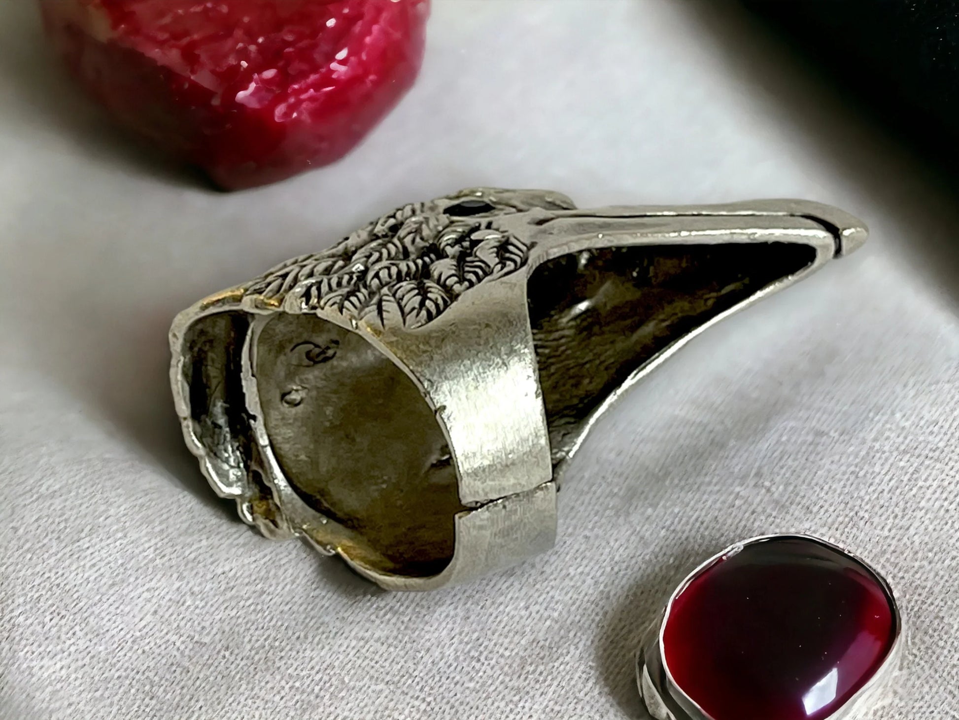 Boho Silver Plated Eagle Head Ring - Oversized Statement Piece, Adjustable Chunky Design for Fashion Lovers, Adjustable Unisex Gift, Handmade In Turkey - Glam Duchess