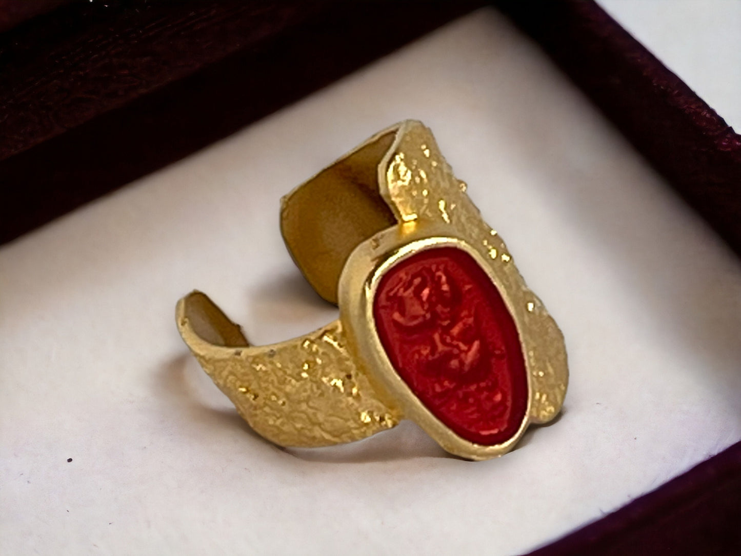 Handmade Gold Plated Boho Big Ring - Adjustable Statement Jewelry, Handmade In Turkey - Glam Duchess