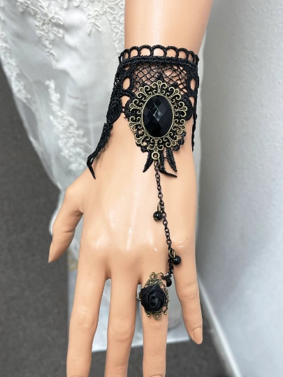 Victorian Gothic Choker Necklace - Black Lace Wedding Jewelry - Glam Duchess