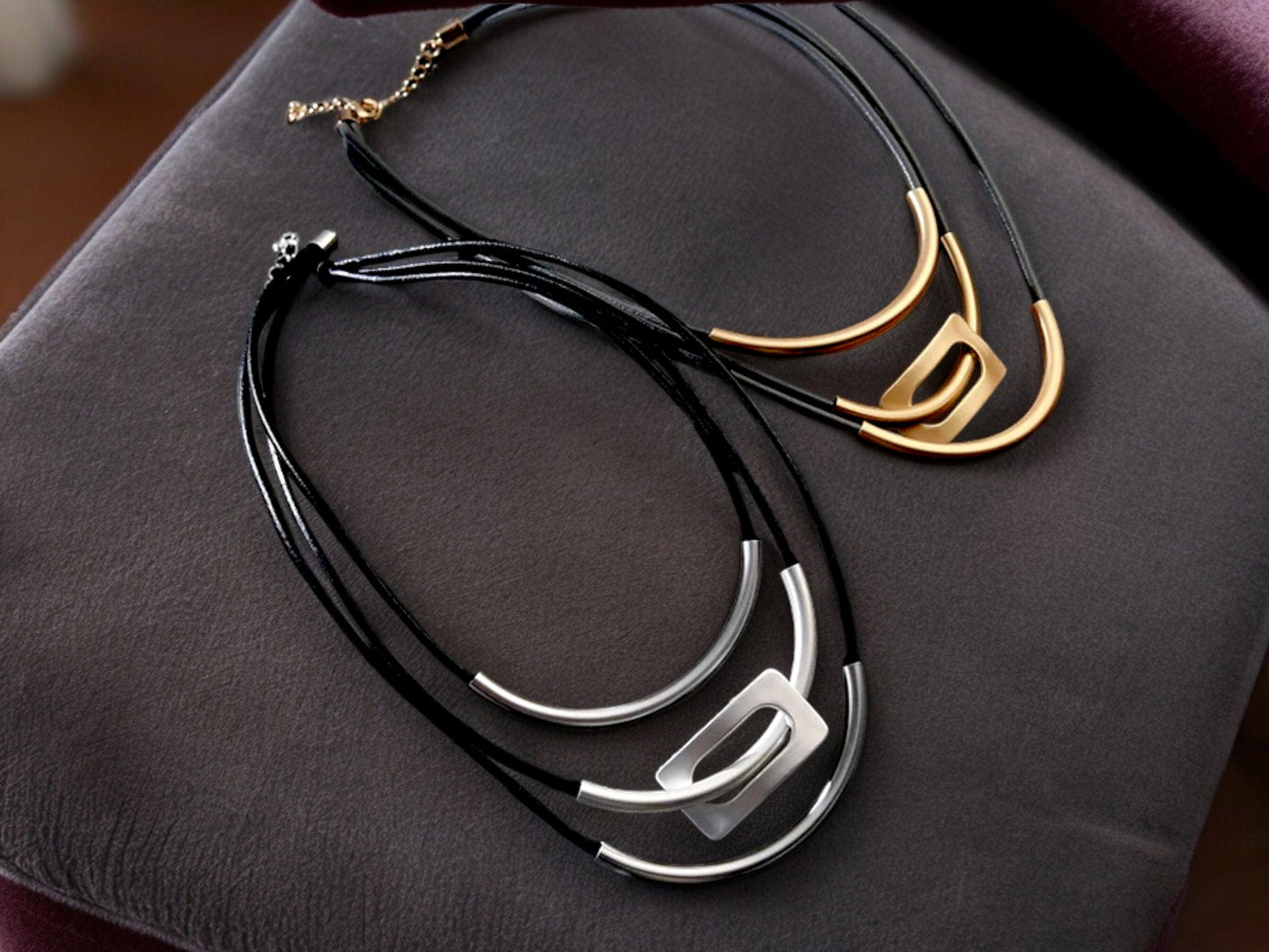 Layered Chunky Necklace - Silver Gold Boho Jewelry Modern Minimalist Fashion Gift - Glam Duchess