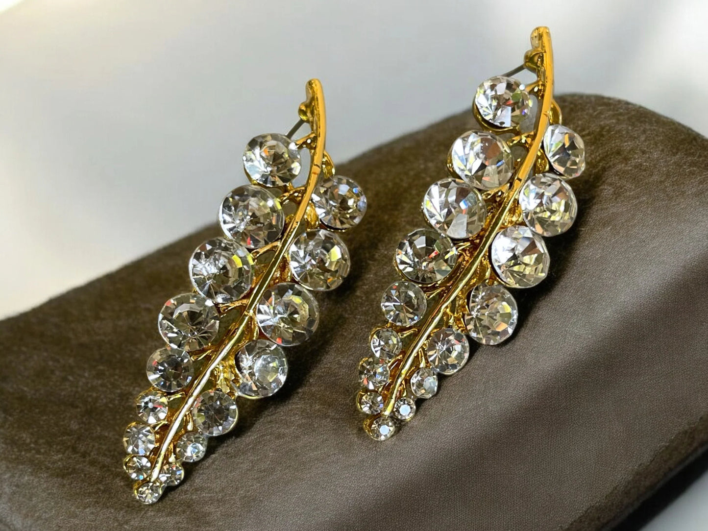 Gold Plated Pearl Crystal Drop Earrings - Bridal Bridesmaid Jewelry Gift, Handmade In Turkey - Glam Duchess