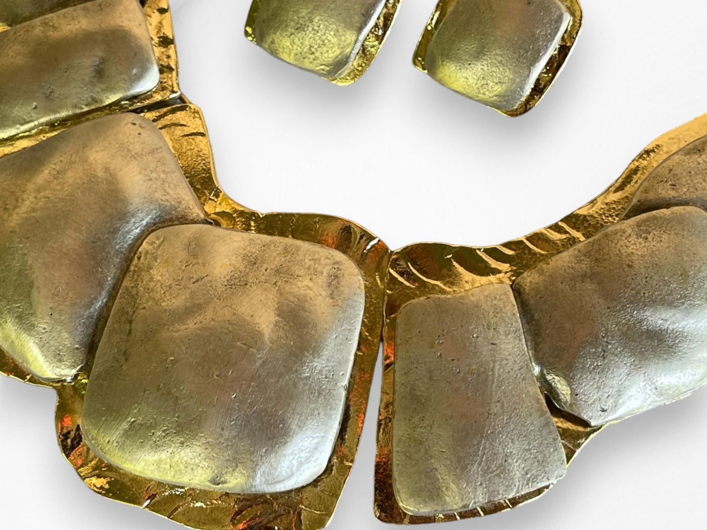 Gold Plated Minimalist Necklace and Earrings Set - Chunky Two Tone Jewelry for Summer Fashion, Handmade In Turkey - Glam Duchess