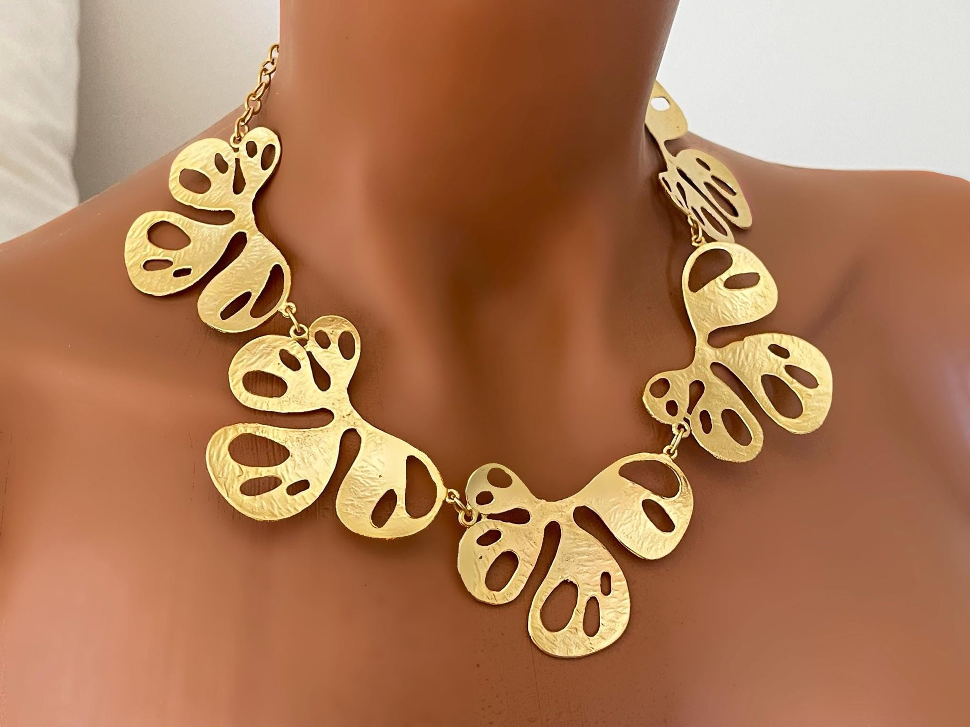 Minimalist Two Tone Gold Plated Necklace Earrings Set Chunky Jewelry Set, Handmade In Turkey - Glam Duchess