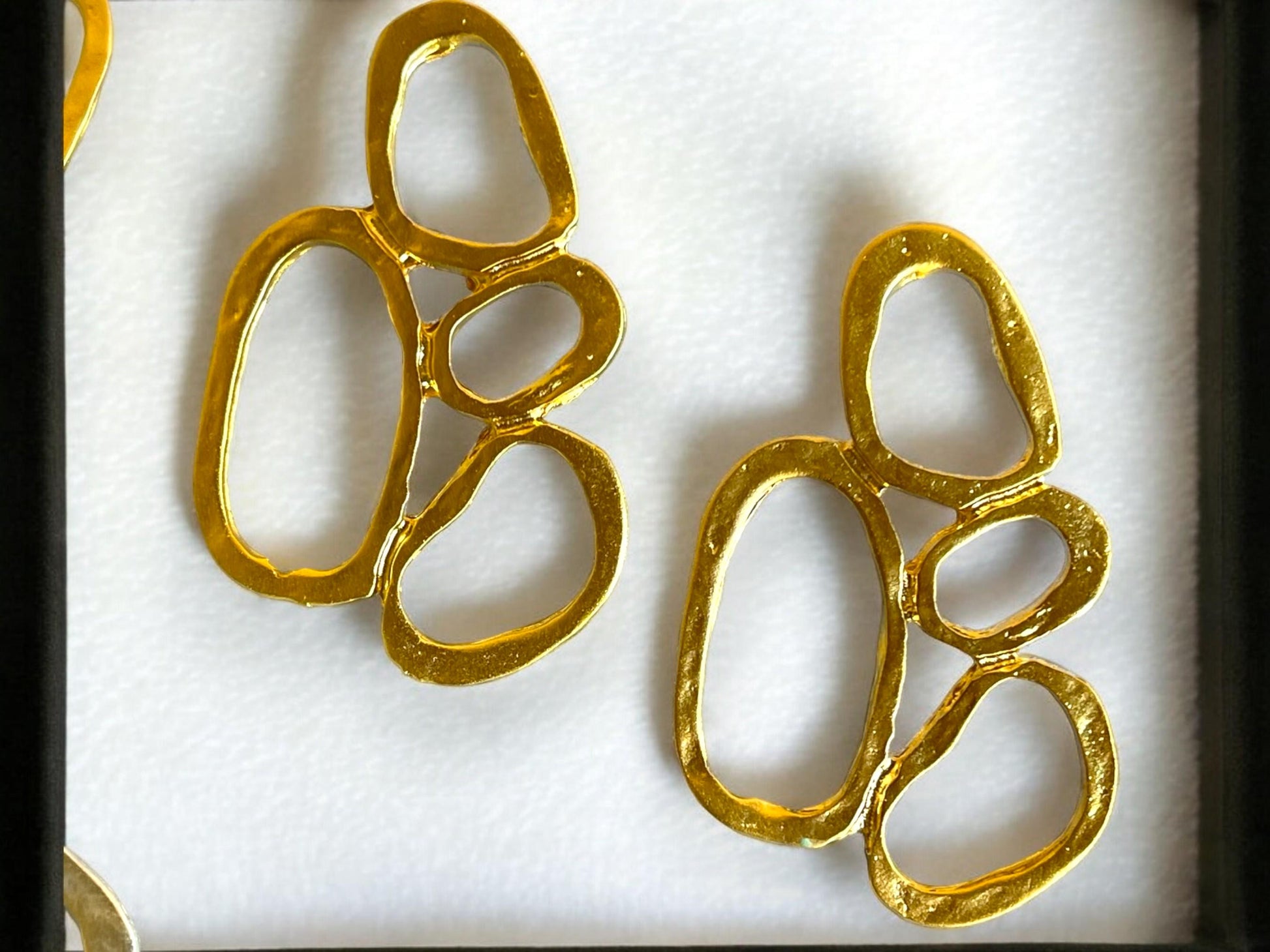 Gold Plated Chunky Necklace Earrings Set - Two Tone Geometric Minimalist Jewelry, Handmade In Turkey - Glam Duchess