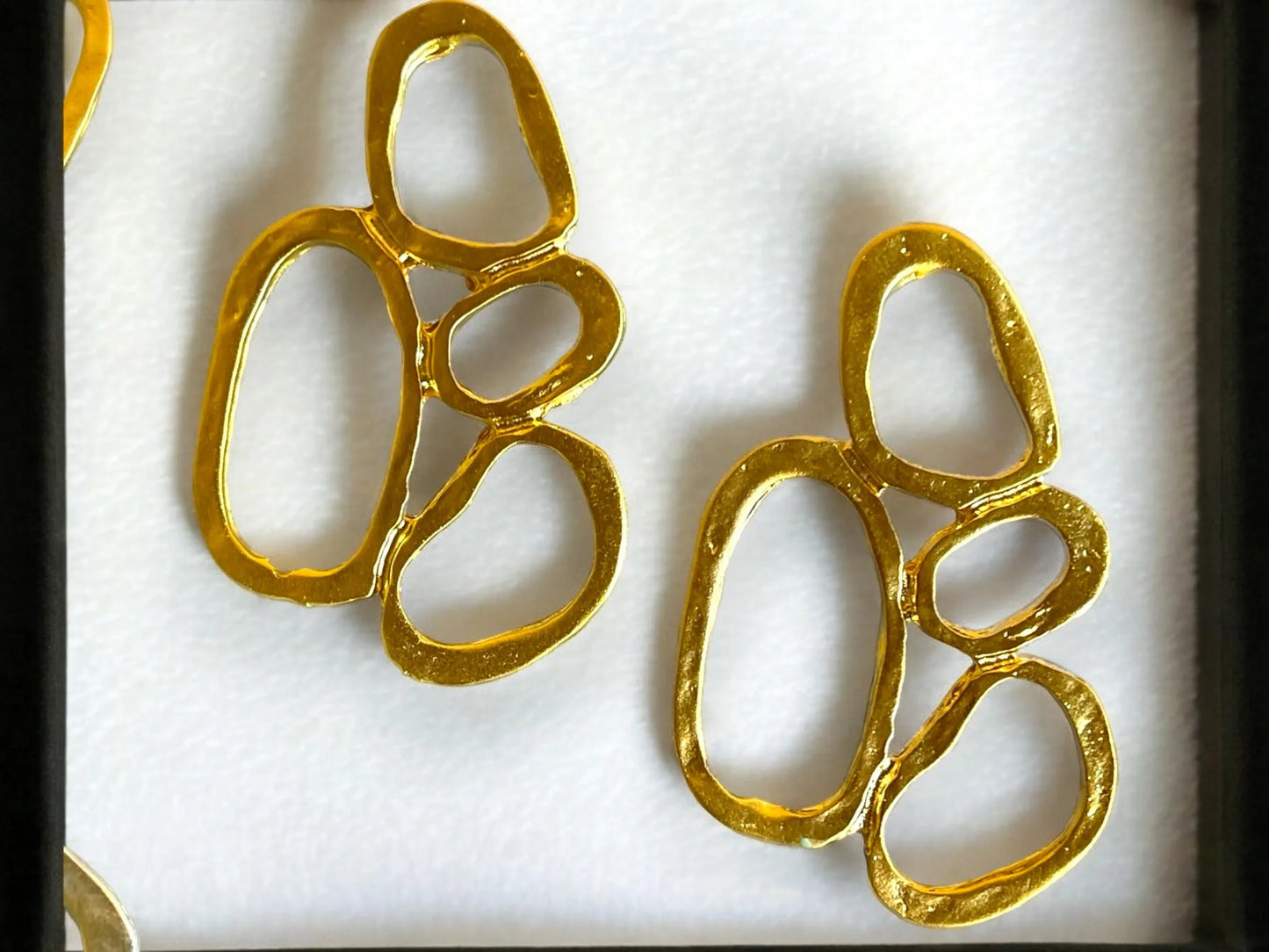 Gold Plated Chunky Necklace Earrings Set - Two Tone Geometric Minimalist Jewelry, Handmade In Turkey - Glam Duchess