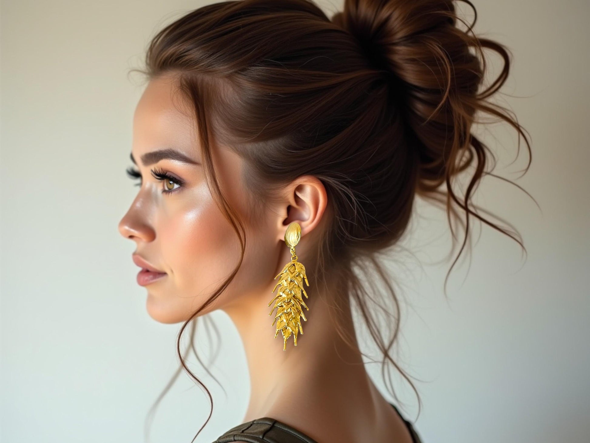 Gold Plated Drop Earrings - Unique Handmade Chunky Wheat Statement Earrings, Handmade In Turkey - Glam Duchess