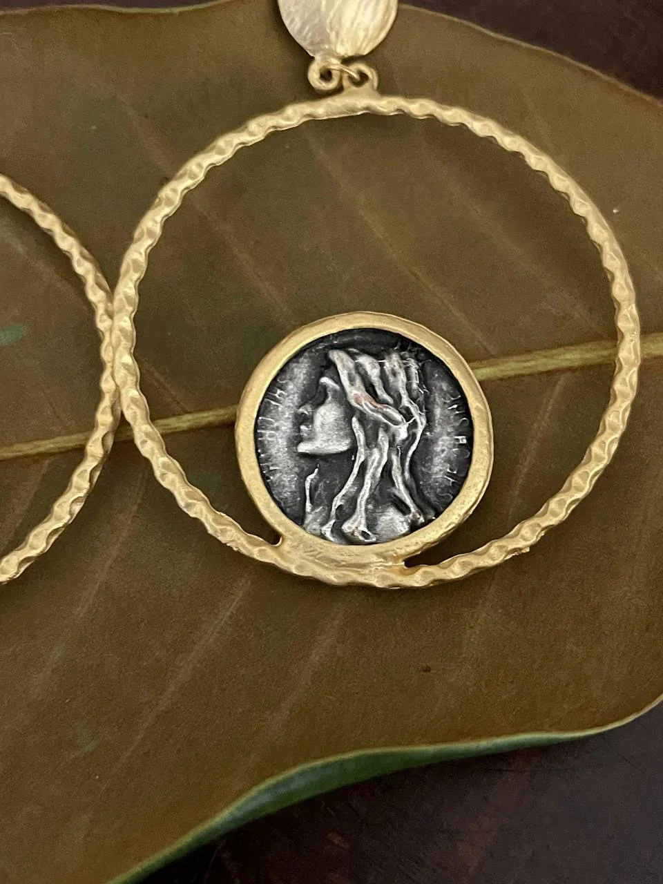 Gold Plated Roman Coin Pearl Hoop Earrings - Handmade Infinity Loop Fashion Jewelry, Handmade In Turkey - Glam Duchess