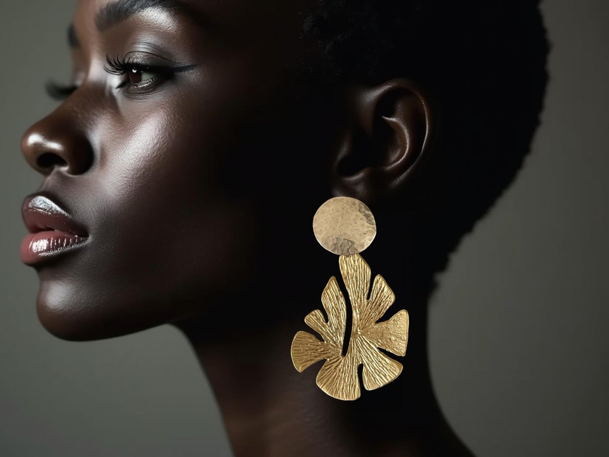 Chunky Leaf Earrings - Handmade 18K Gold-Plated Two-Tone Dangle Jewelry, Handmade In Turkey - Glam Duchess