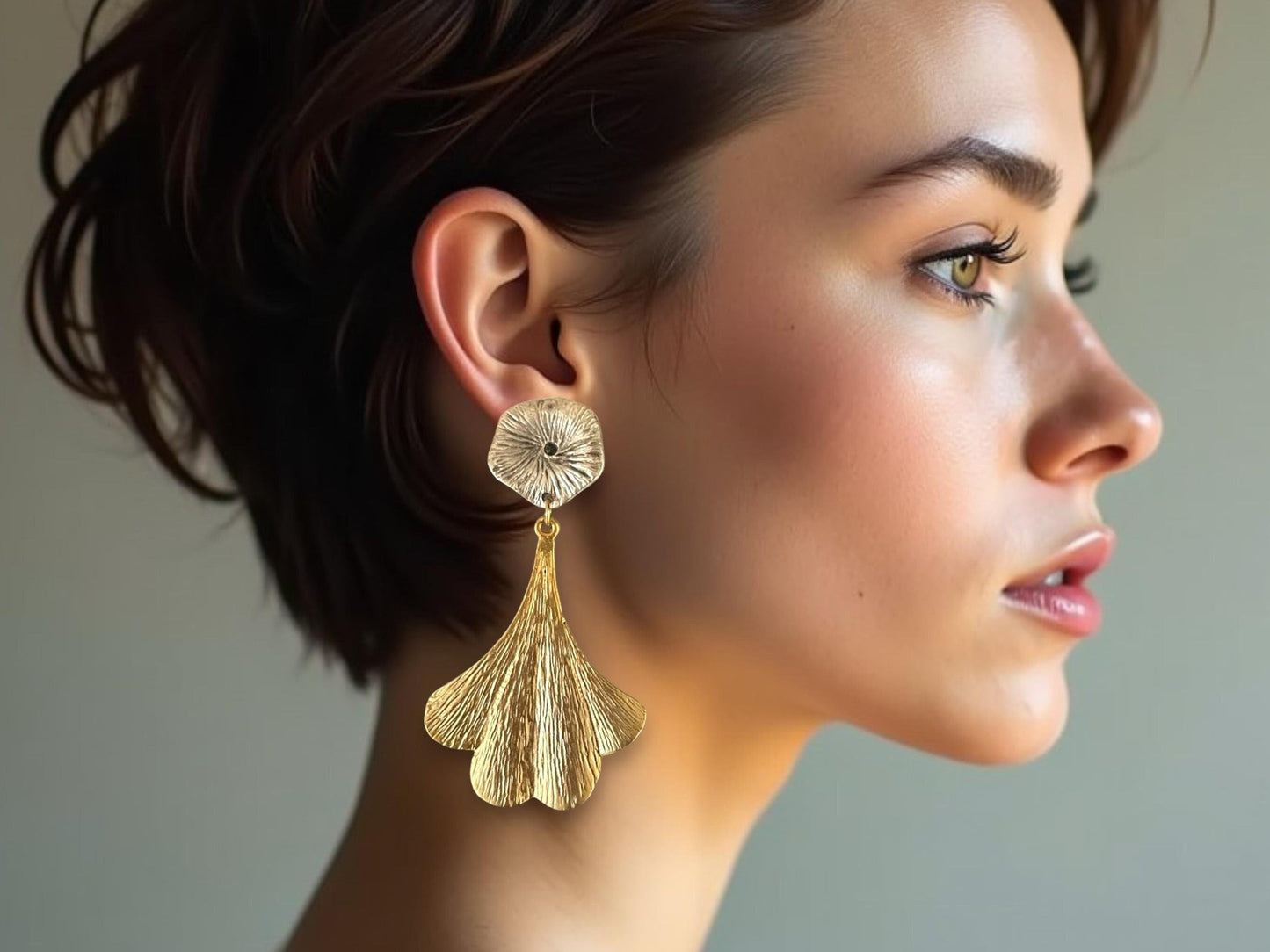 Chunky Two-Tone Gold-Plated Dangle Earrings - Unique Handmade Statement Jewelry, Handmade In Turkey - Glam Duchess