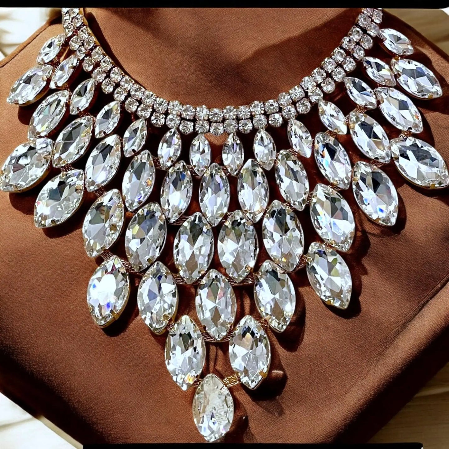 Crystal Statement Necklace – Luxury Wedding Jewelry Set With Adjustable Drop Earrings by Glam Duchess (luxury-crystal-statement-necklace-earring-set-wedding-jewelry-set)