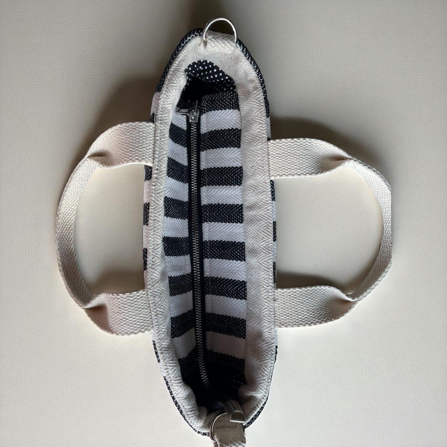 Black White Striped Bag Set | Handmade Canvas Tote, Clutch & Zipper Pouch | Monochrome Purse Trio | Modern Summer Bags - Glam Duchess