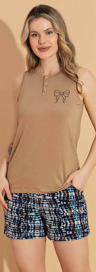 Supersoft Lightweight & Breathable Sleeveless Viscose Lounge Set, Tank Top & Printed Shorts