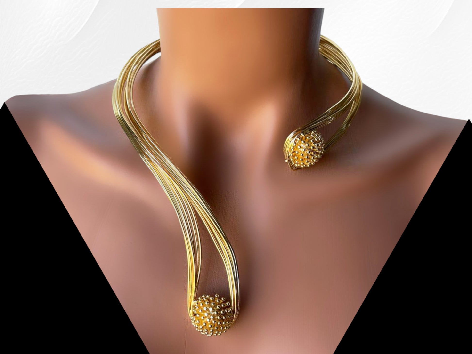 Handmade Gold Plated Open Choker Collar Necklace Bracelet, Handmade In Turkey - Glam Duchess