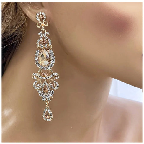 Chunky Crystal Bridal Chandelier Earrings