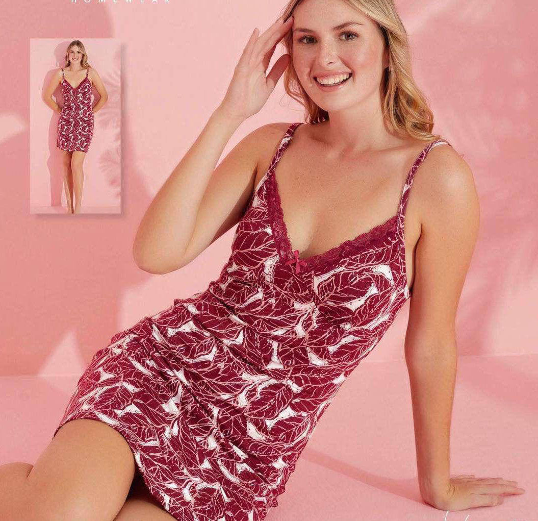Super Soft Viscose Floral Lace-Trim Nightdress, made in Turkey