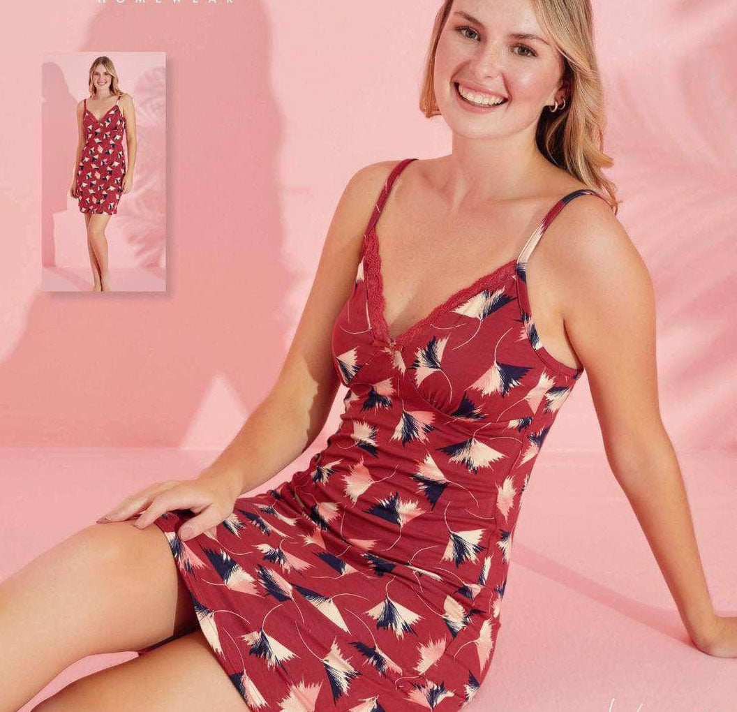 Super Soft Viscose Floral Lace-Trim Nightdress, made in Turkey