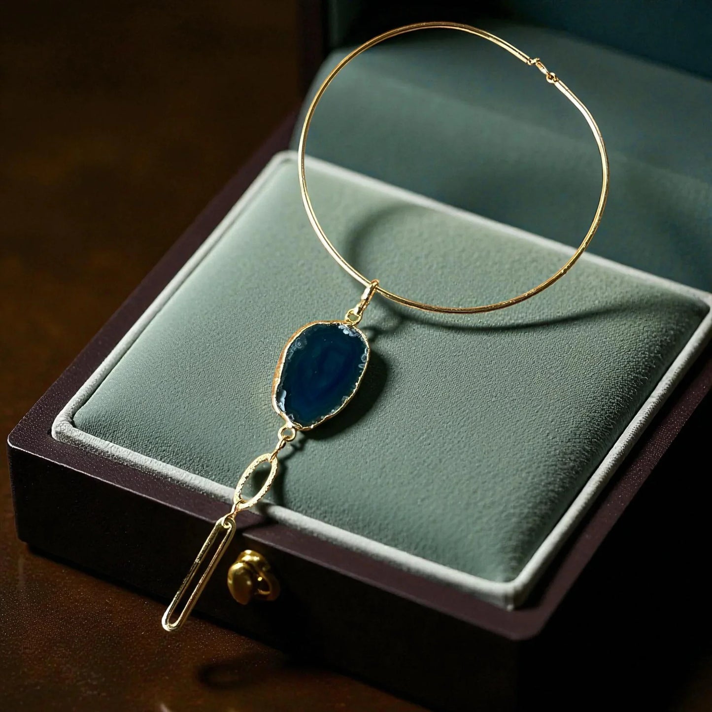 Gold Plated Choker – Handmade Chunky Agate Stone Necklace With Durable Plating