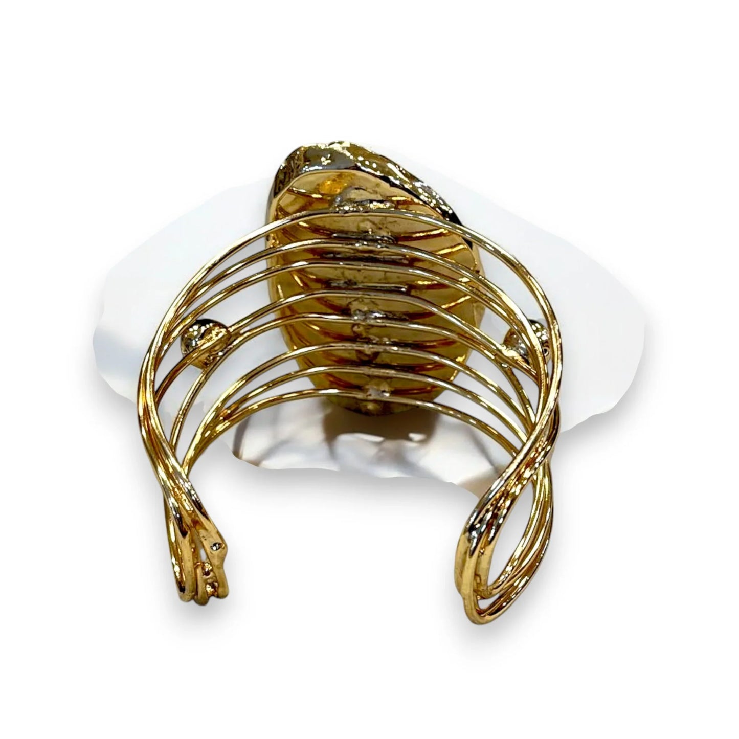 Gold Plated Agate Cuff | Statement Jewelry Set With Handmade Agate Ring & Bold Design