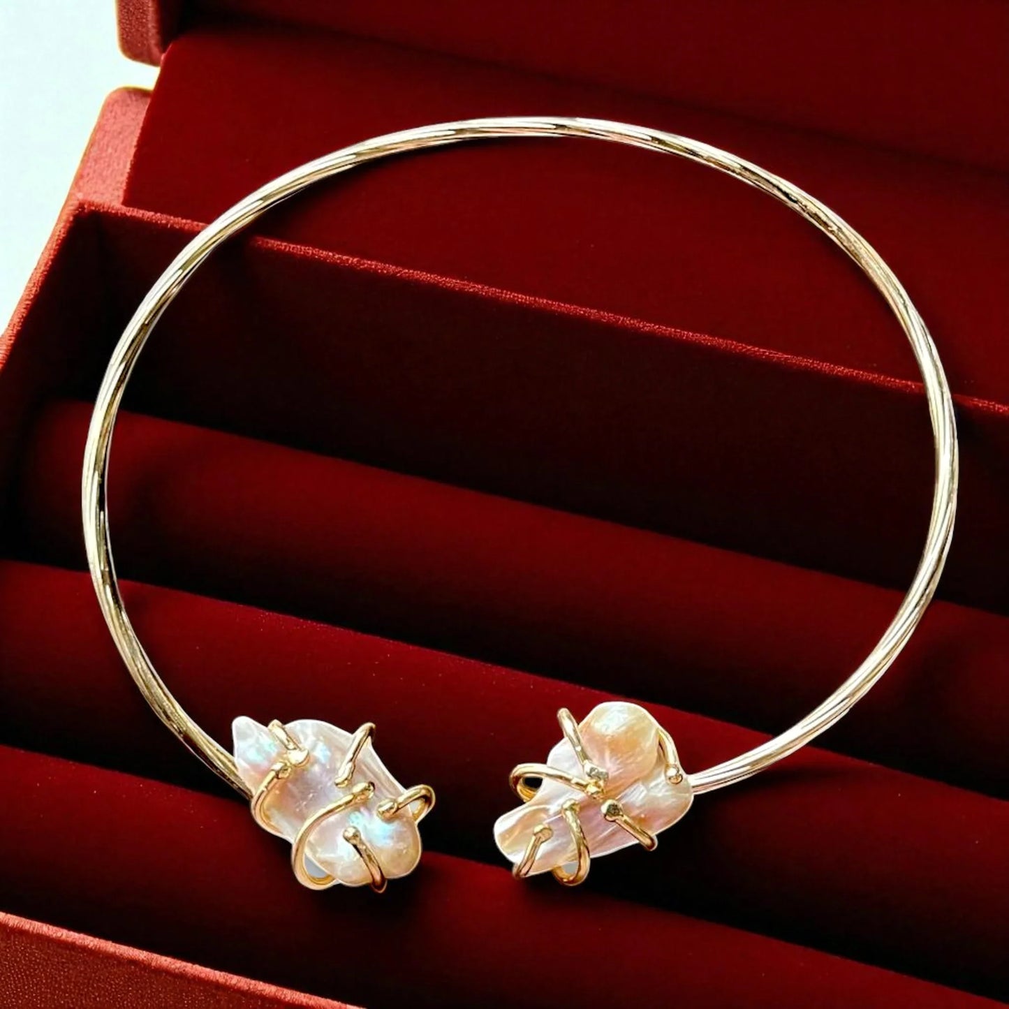 Handmade Gold Plated Baroque Pearl Choker Necklace, Collar Statement made in Turkiye - Glam Duchess