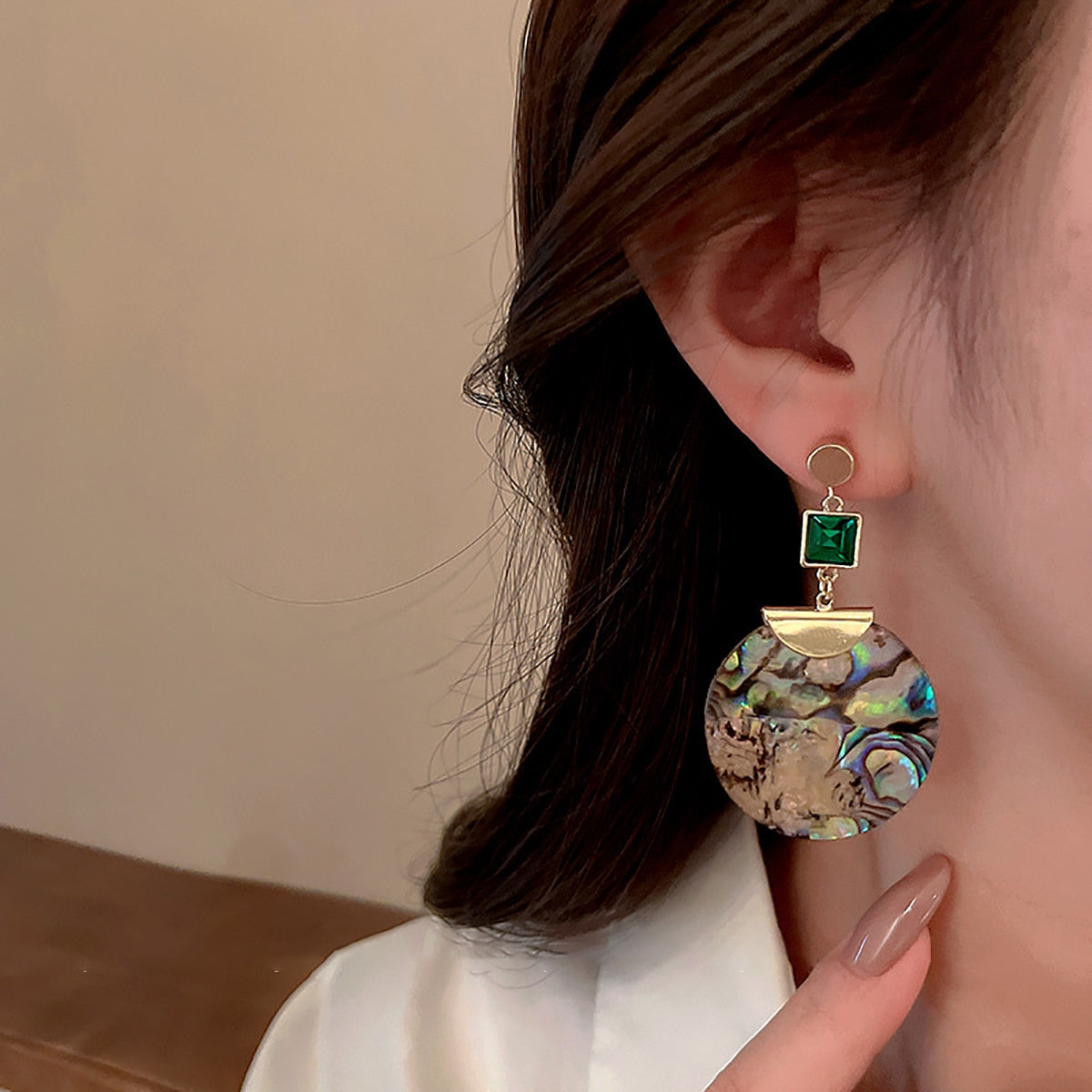 Vintage-Inspired Abalone Shell Drop Earrings