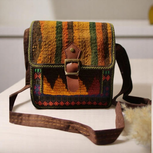 Handmade Anatolian Kilim Shoulder Bag, Made in Turkey