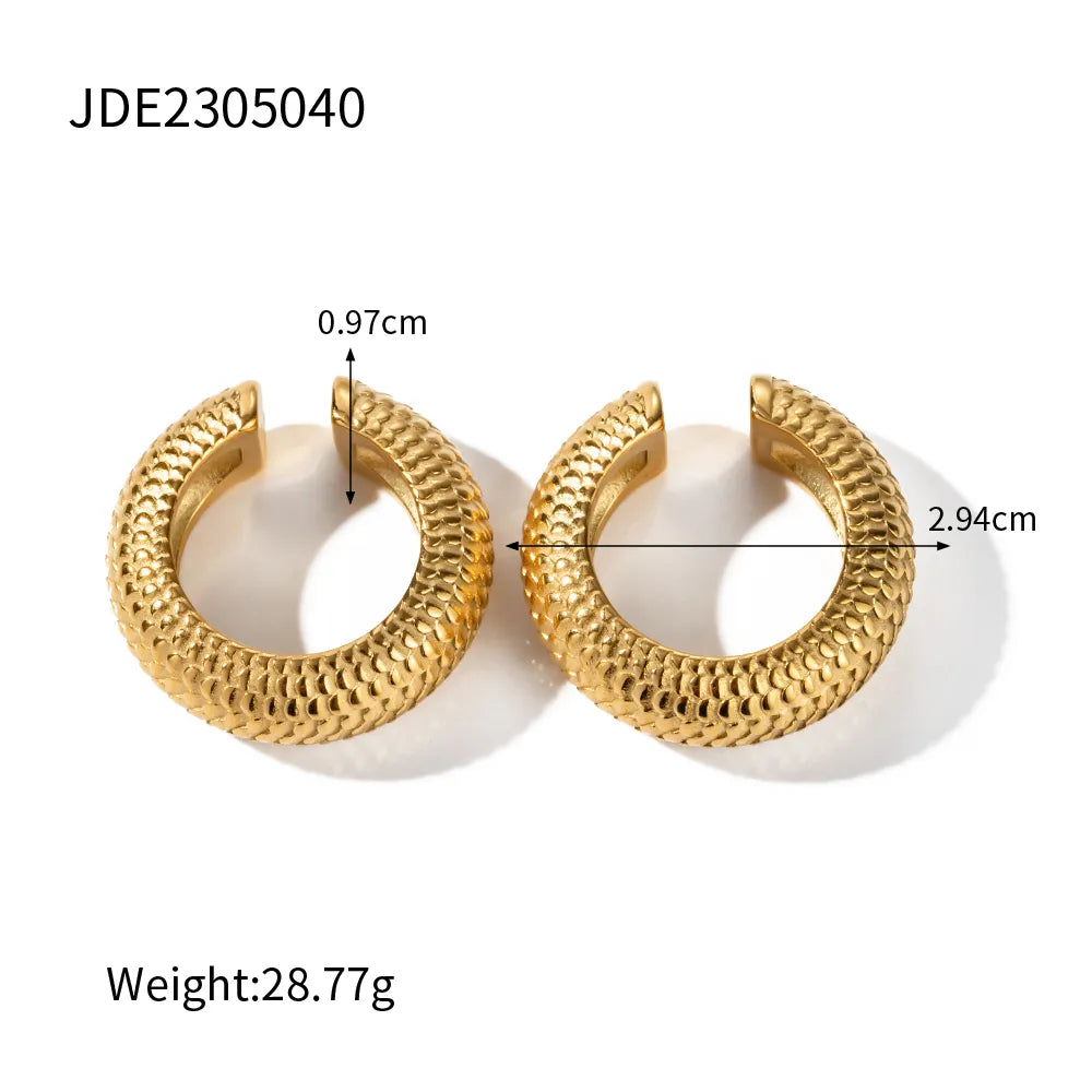 Chunky Waterproof 18K Gold Plated Stainless Steel Ear Cuff Earrings