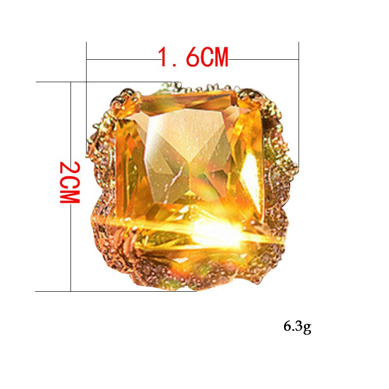 14K Gold Plated Topaz Ring with Zircon Stones