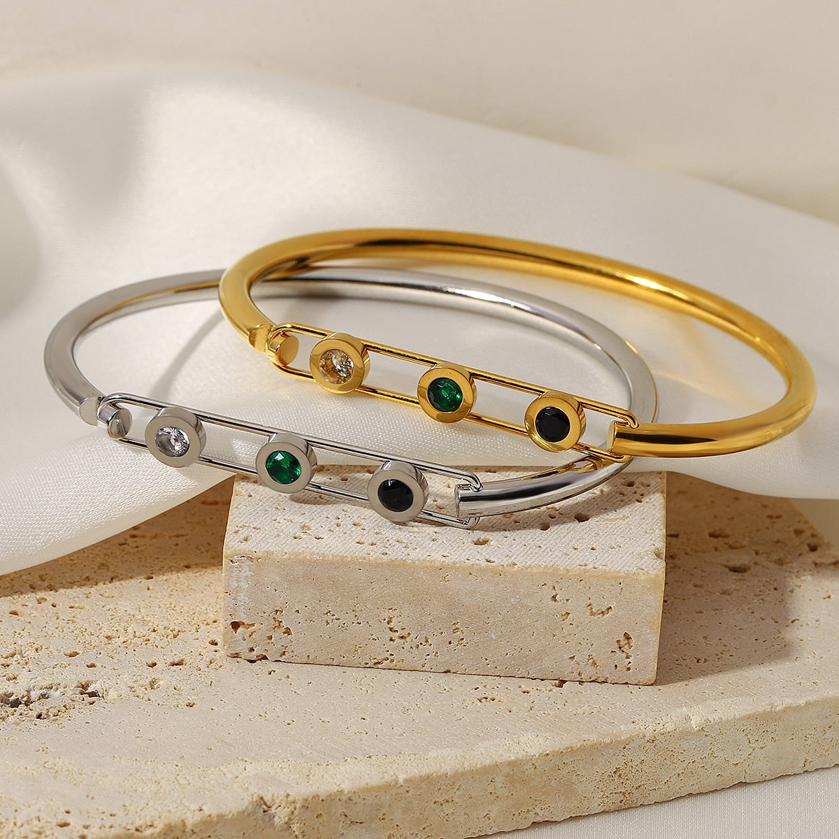 Exquisite Crystal Enamel Titanium Stainless Steel Bangles Bracelets