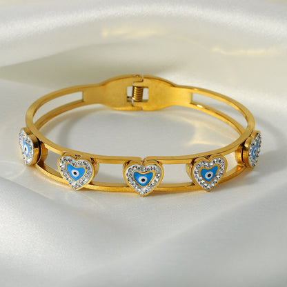 Exquisite Crystal Enamel Titanium Stainless Steel Bangles Bracelets