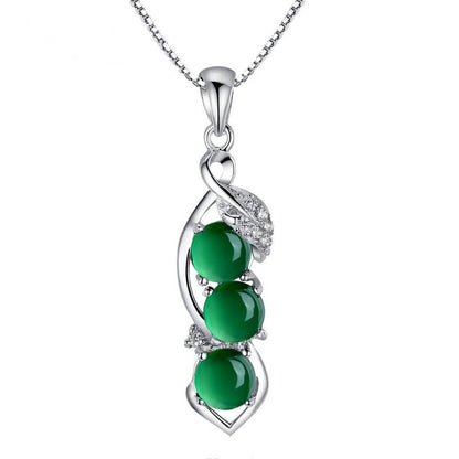 green bean pendant sterling silver necklace