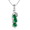 Green Bean Pendant Sterling Silver Necklace with Zirconia Stone