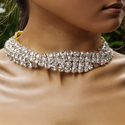 Exquisite Twisted Collar Rhinestone Statement Necklace