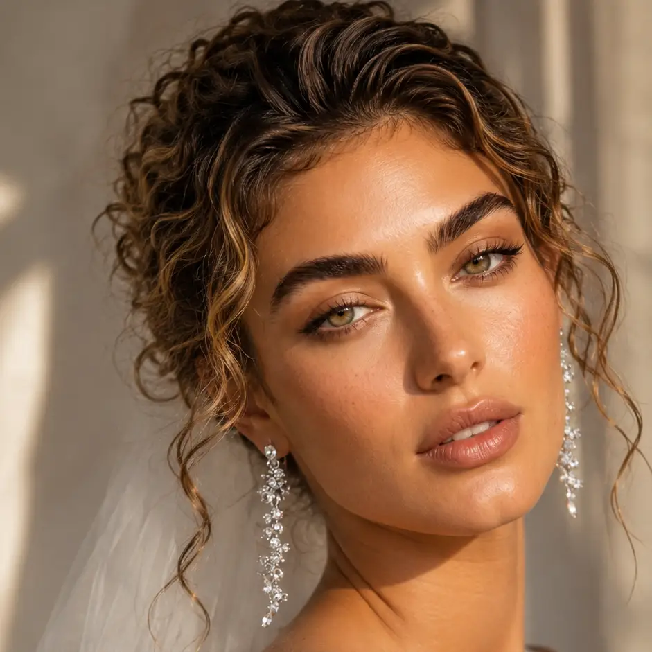 Marquise Round Strone Cluster Dropdown Evening Earrings - Earrings from Glam Duchess