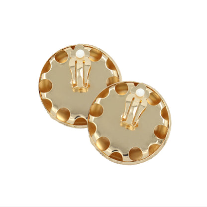 Rhinestone Pave Round Clip on Evening Earrings