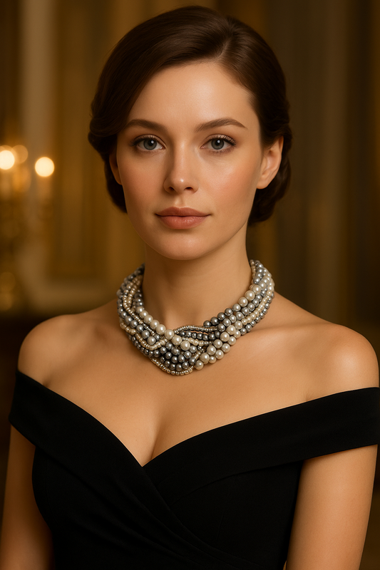 Luxury Multi-Strand Twisted Pearls Statement Necklace Choer