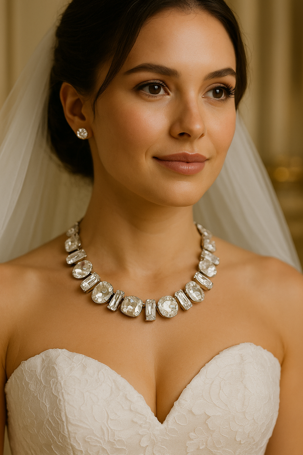 Luxury Crystal Statement Necklace & Stud Earrings Set