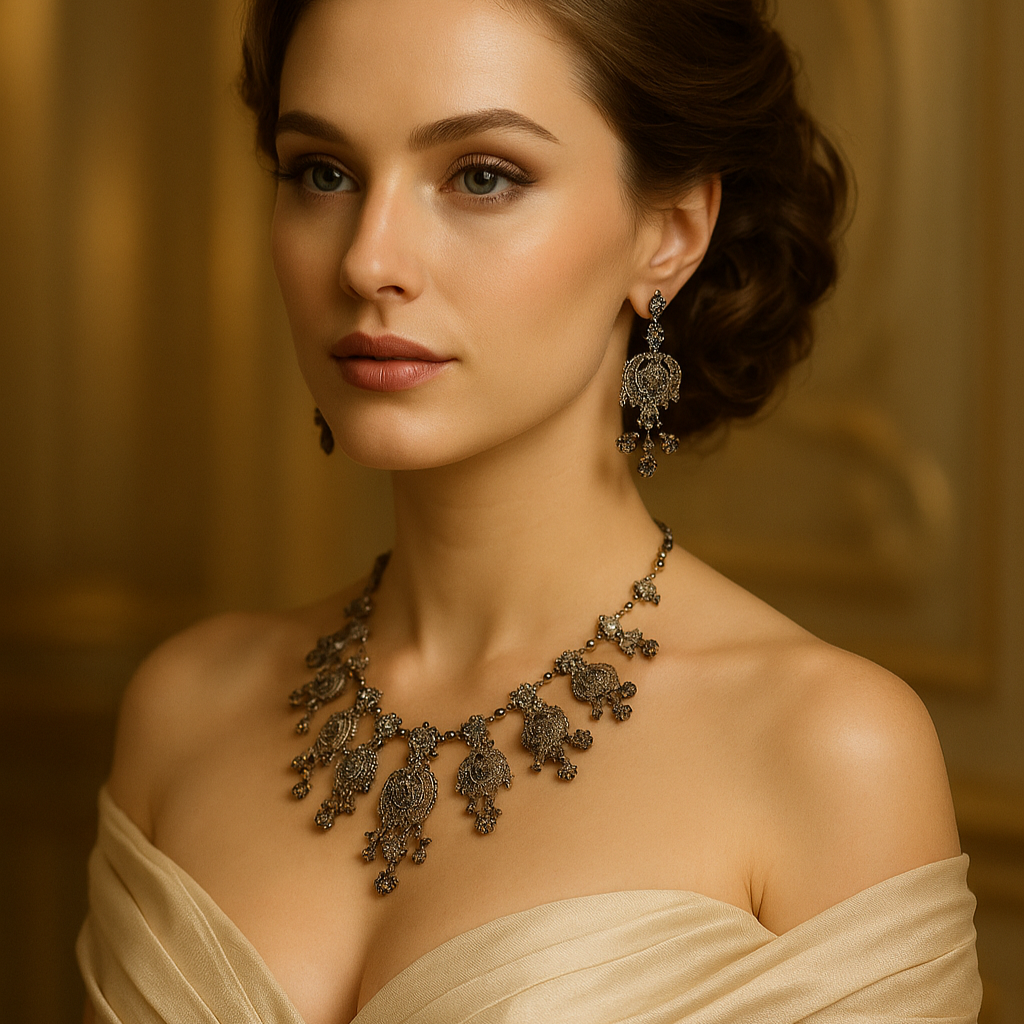 Victorian / Edwardian era Crystal Chandelier Necklace & Earring Set