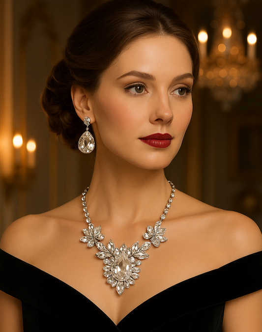 Luxury Crystal Statement Necklace & Earrings Set – Bridal & Evening Jewelry - Glam Duchess