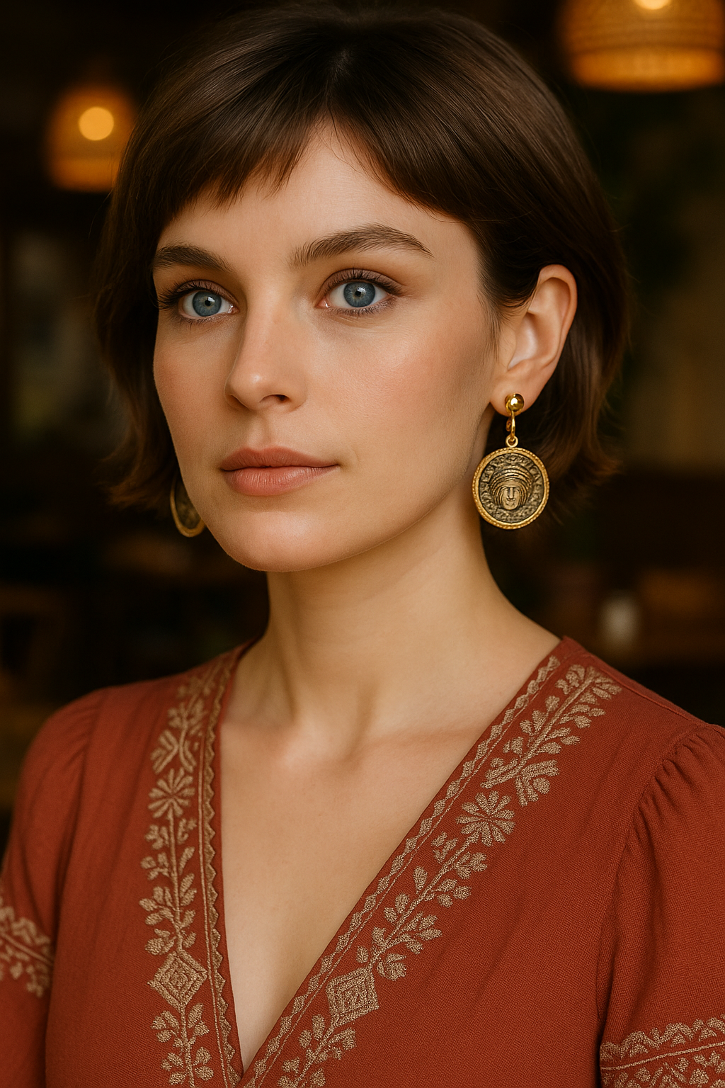 Handmade 18k Gold Plated Roman Coin Medusa Medallion Earrings, Made in Turkiye - Glam Duchess