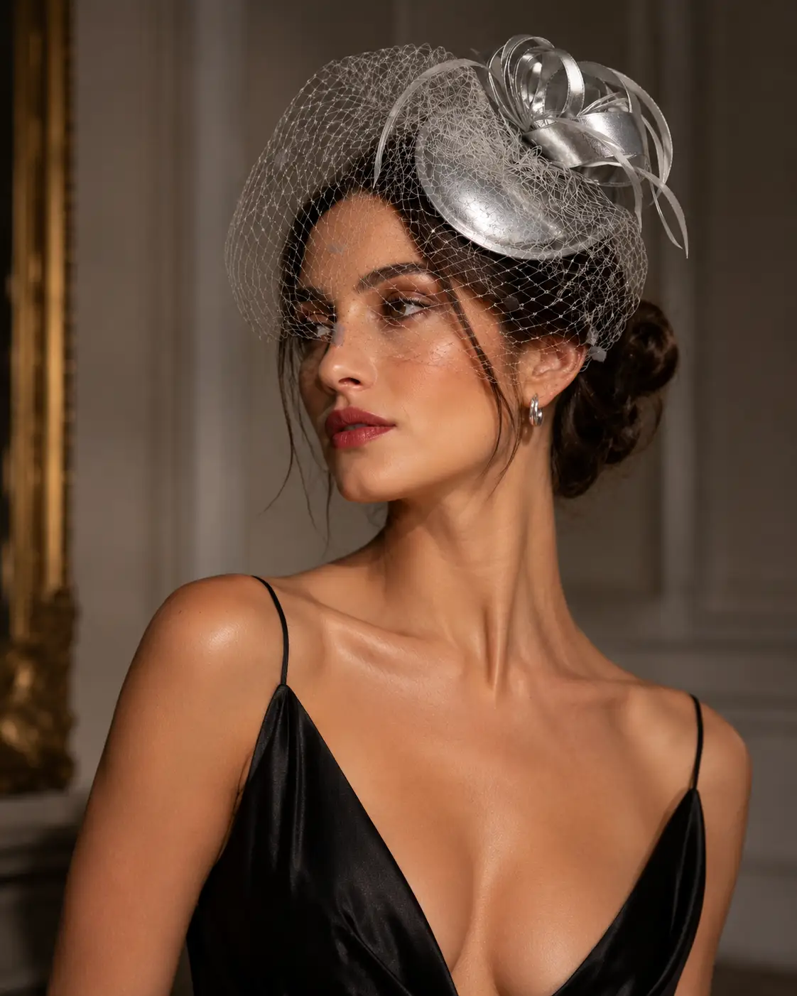 Feather Mesh Bow Fascinator Headband - Fascinators from Glam Duchess