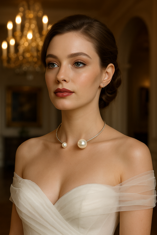 Crystal Pearl Open Choker Collar Wedding Jewelry
