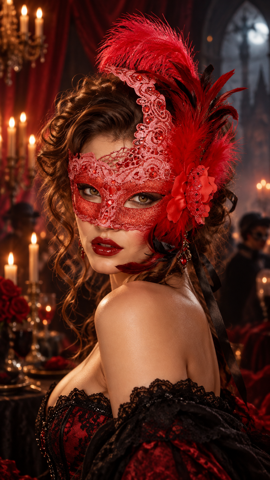 Halloween Feather Flower Masquerade Mask - Masks from Glam Duchess