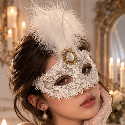 Feather Accent Sequin Embellished Masquerade Costume Eye Party - Masks from Glam Duchess