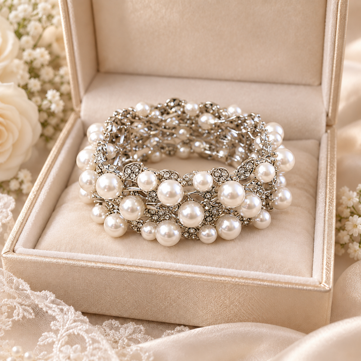 stretachable pearl crystal bracelet - Bracelets from Glam Duchess